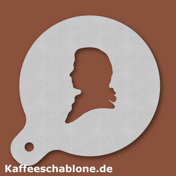 Kaffeeschablone Mozart aus Edelstahl