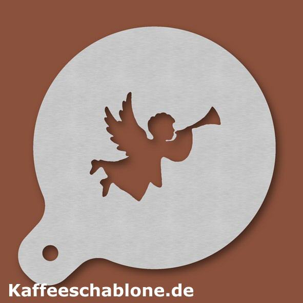 Kaffeeschablone Engel fliegend aus Edelstahl