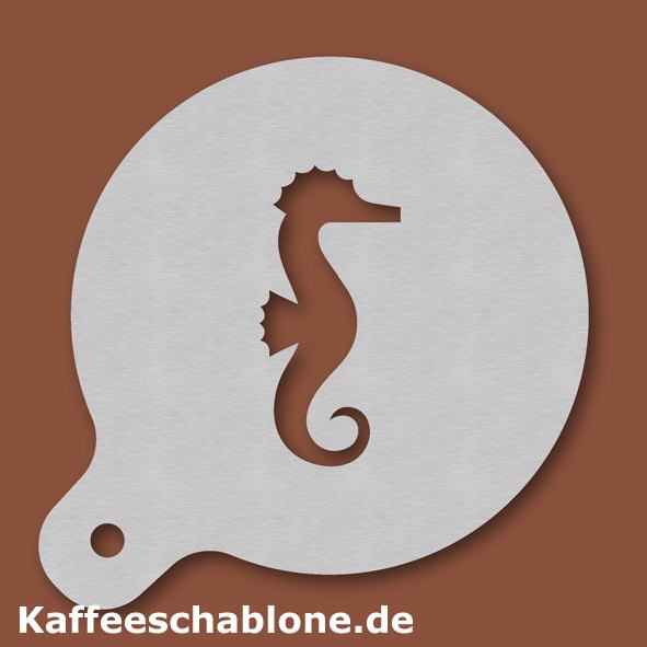 Kaffeeschablone Seepferdchen aus Edelstahl