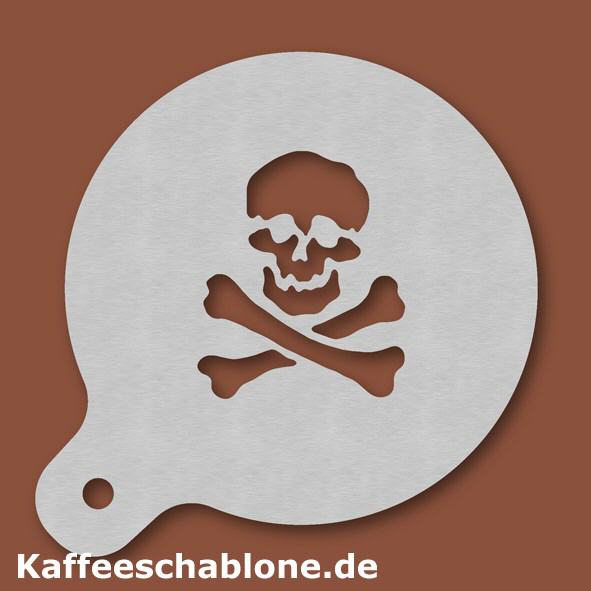Kaffeeschablone Totenkopf aus Edelstahl