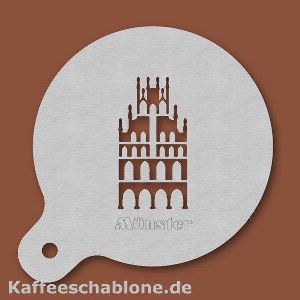 Kaffeeschablone Münster Rathaus mit Text