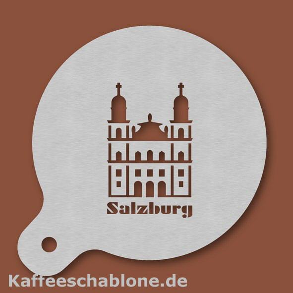 Kaffeeschablone Salzburg mit Text aus Edelstahl