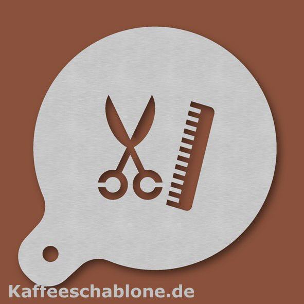 Kaffeeschablone Schere & Kamm aus Edelstahl