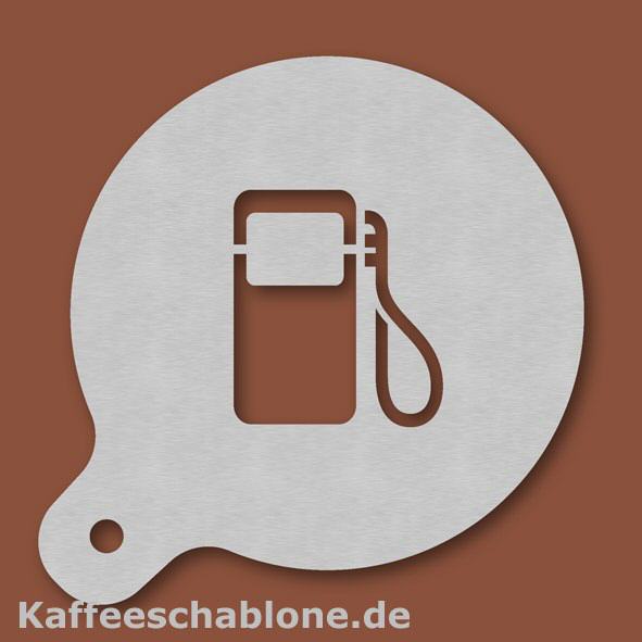 Kaffeeschablone Tankstelle aus Edelstahl