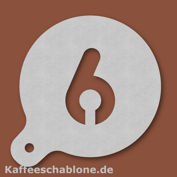 Kaffeeschablone Zahl 6 aus Edelstahl