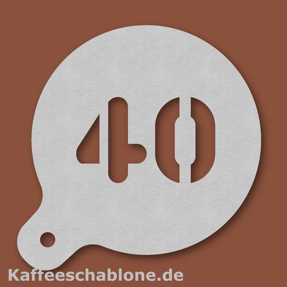 Kaffeeschablone Zahl 40 aus Edelstahl