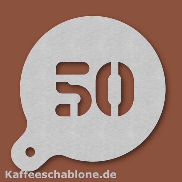 Kaffeeschablone Zahl 50 aus Edelstahl