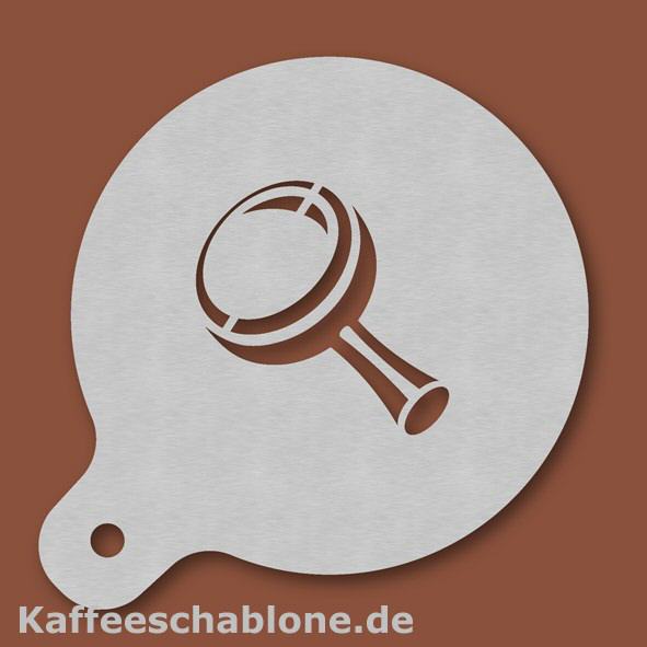Kaffeeschablone Lupe aus Edelstahl