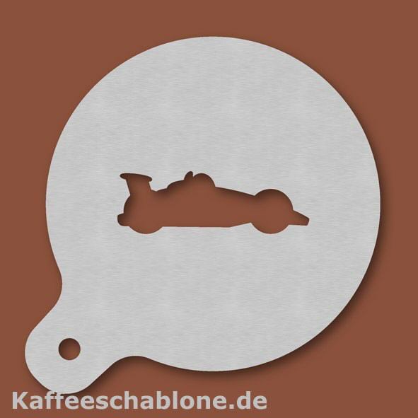 Kaffeeschablone Rennwagen aus Edelstahl