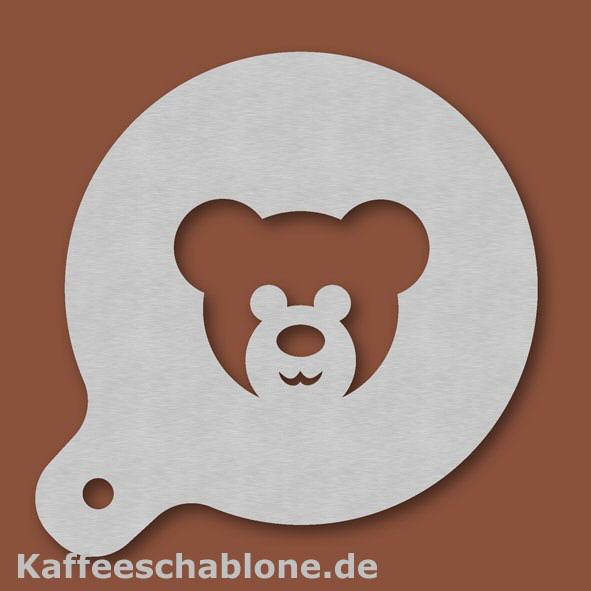 Kaffeeschablone Teddybärkopf aus Edelstahl