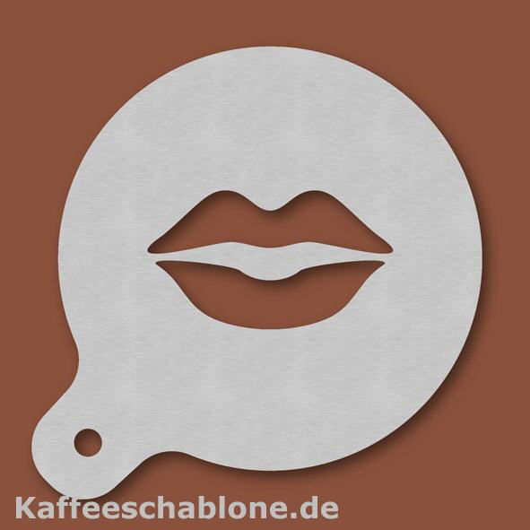 Kaffeeschablone Kussmund aus Edelstahl